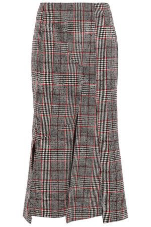 Alexander McQueen Fringed Prince of Wales checked wool-blend midi skirt