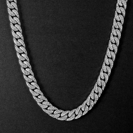 Iced 18K White Gold 13mm Cuban Chain - Helloice Jewelry