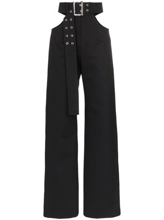 Black Matériel Cut-Out Belted Trousers | Farfetch.com