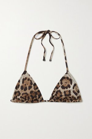 Leopard-print Triangle Bikini Top - Leopard print