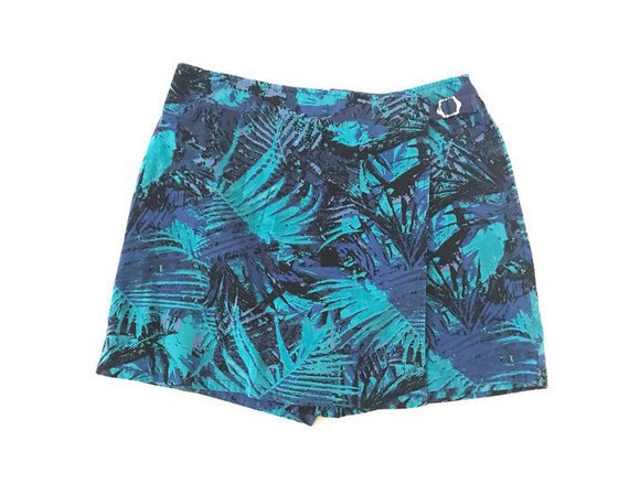 Vintage Blue Tropical Mini Skirt | Etsy