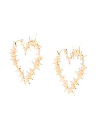 Shop gold Karen Walker Electric Heart hoop earrings with Express Delivery - Farfetch