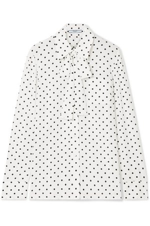 Prada Pussy-bow polka-dot silk crepe de chine blouse