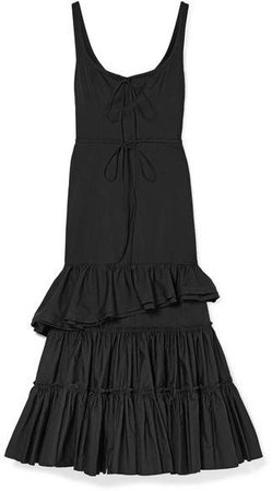 Onilde Tiered Ruffled Cotton-poplin Maxi Dress - Black