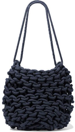 Kati Woven Cotton Shoulder Bag - Navy