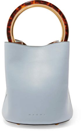 Pannier Small Leather Bucket Bag - Light blue