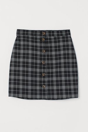 Button-front skirt - Black/White checked - Ladies | H&M