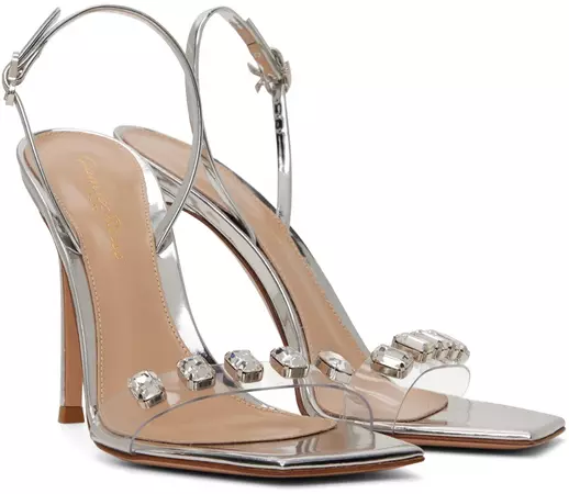 Gianvito Rossi: Silver Ribbon Candy Heeled Sandals | SSENSE