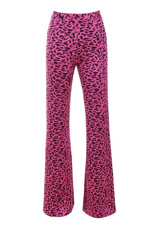 'Premiere' Pink Leopard Bandage Flare Trousers - Mistress Rocks