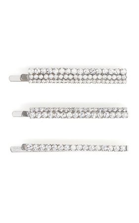 Alessandra Rich Set Of 3 Crystal Hair Clips