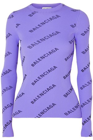 Balenciaga | Printed ribbed-knit top | NET-A-PORTER.COM
