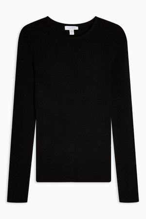 Black Knitted Crew Neck Top | Topshop