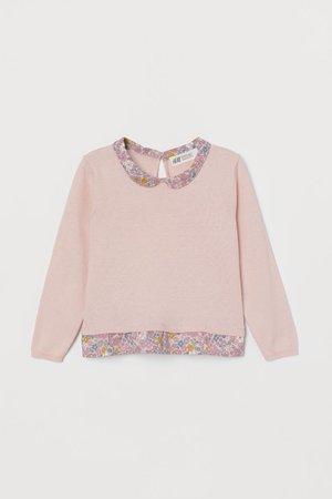 Sweater with Collar - Light pink/floral - Kids | H&M US