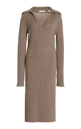 Ribbed-Knit Wool-Cashmere Midi Polo Dress By Vince | Moda Operandi