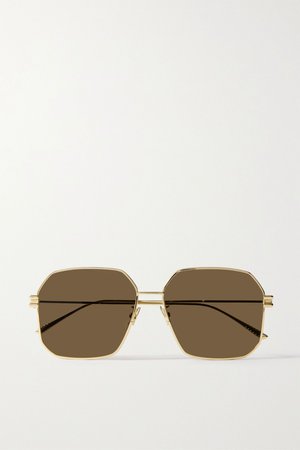 Gold Hexagon-frame gold-tone sunglasses | Bottega Veneta | NET-A-PORTER