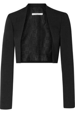 Givenchy | Cropped felt-trimmed grain de poudre wool blazer | NET-A-PORTER.COM