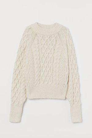 Cable-knit Sweater - Cream - Ladies | H&M US