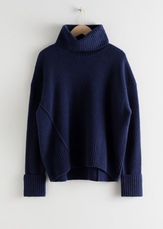 Wool Blend Turtleneck Sweater - Blue - Turtlenecks - & Other Stories