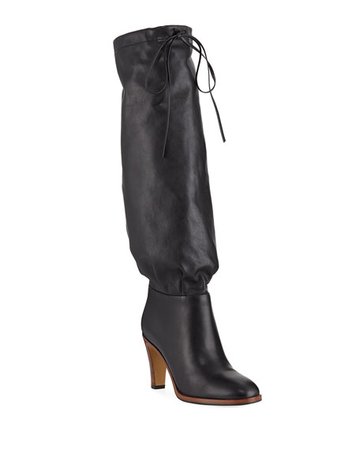 Gucci Leather Self-Tie Knee Boots