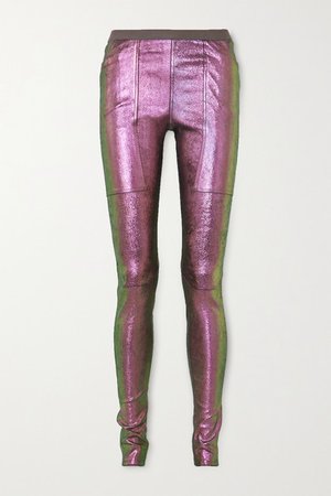 Rick Owens | Iridescent stretch leather and cotton-blend leggings | NET-A-PORTER.COM