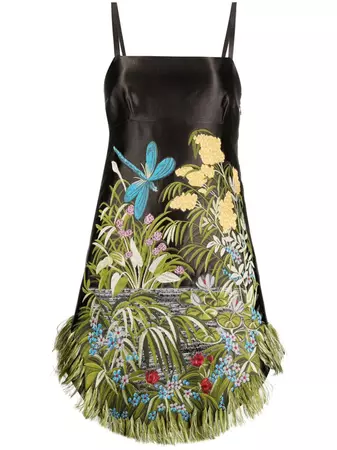 ETRO floral-embroidered Fringed Minidress - Farfetch