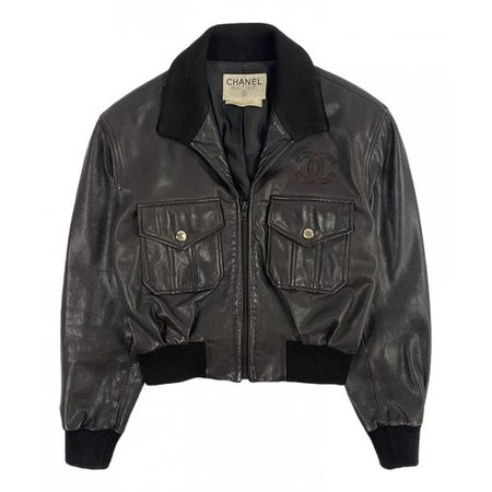 Leather jacket Chanel Brown size S International in Leather - 11078599