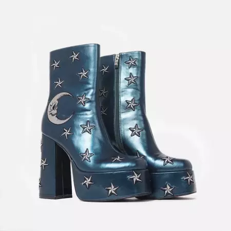 Dreams of Mooncraft Teal Heeled Boots