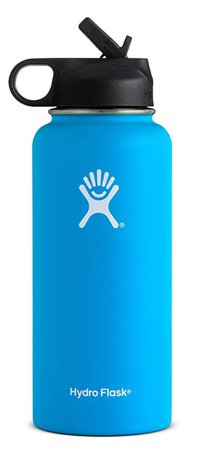 Amazon.com : Hydro Flask Vacuum Insulated Stainless Steel Water Bottle Wide Mouth with Straw Lid (Pacific, 32-Ounce) : Sports & Outdoors