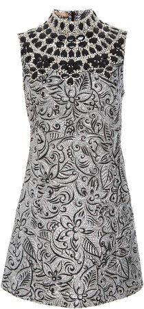 Shift Dress With Embroidered Bib