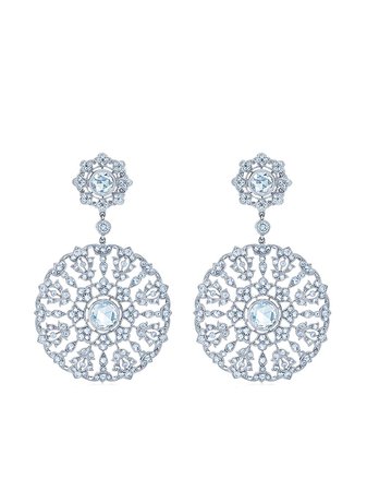 KWIAT 18kt white gold diamond Splendor circle embroidery chandelier earrings - FARFETCH