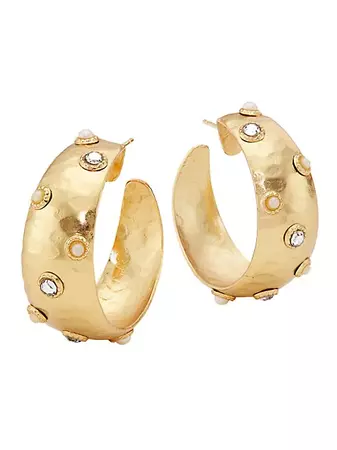 Shop Gas Bijoux Leontia 24K Goldplated & Multicolor Quartz Bead Hoop Earrings | Saks Fifth Avenue