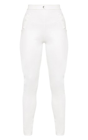 White Disco Split Hem Skinny Trouser | PrettyLittleThing