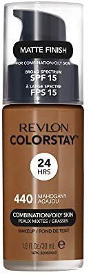 Amazon.com : Revlon ColorStay Liquid Foundation Makeup for Combination/Oily Skin SPF 15, Longwear Medium-Full Coverage with Matte Finish, Mahogany (440), 1.0 oz : Foundation Makeup : Beauty & Personal Care