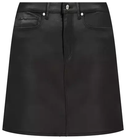 Petite Coated Denim Skirt in Black