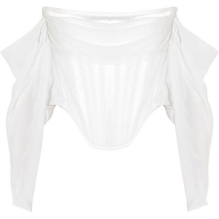 Givenchy Off-The-Shoulder Top In White Satin And Silk-Chiffon ($3,275)