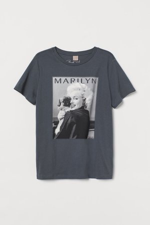 H&M+ Printed T-shirt - Gray