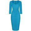 Turquoise Blue 3/4 Sleeve Bodycon Pencil Dress - Pretty Kitty Fashion