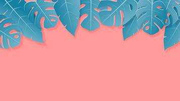 Tropical leaves green and pink pastel colors paper cut style on background with empty space for advertising text. - Download Free Vectors, Clipart Graphics & Vector Art