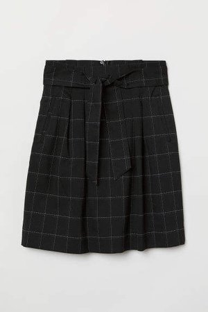 Skirt with Tie Belt - Black