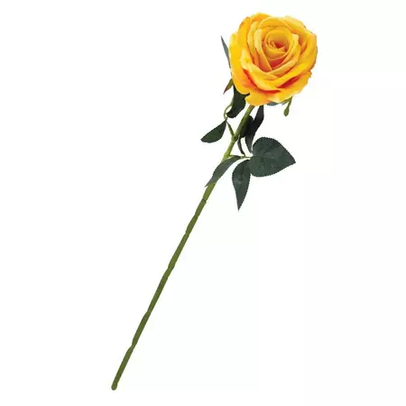 Yellow Silk Single Long Stem Rose, 30in - Royal Imports