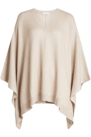 Poncho Pullover with Cashmere and Silk Gr. S
