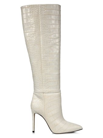 Paris Texas Knee-High Croc-Embossed Leather Boots | SaksFifthAvenue