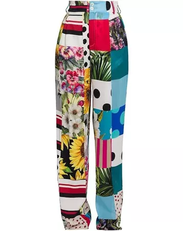 Dolce&Gabbana Women's Patchwork Silk Wide-Leg Pants - Variant - Size 8 | Google Shopping
