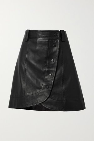 GANNI | Asymmetric leather wrap mini skirt | NET-A-PORTER.COM