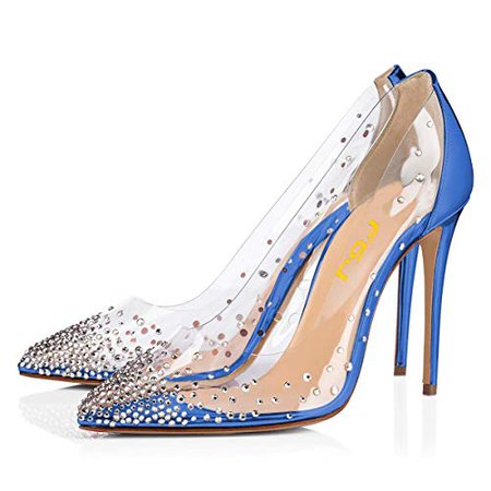 Amazon.com | FSJ Women Studded Pointed Toe Transparent Pumps High Heels Shoes with Cute Bowknot Size 4-15 US | Pumps