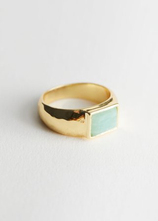 Square Stone Pendant Ring - Green - Rings - & Other Stories