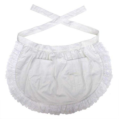 Amazon.com: Aspire Women's Waist Apron Victorian Maid Costume, Lace White Cotton Half Apron kitchen Party Favors Two Pockets-White-M: Clothing