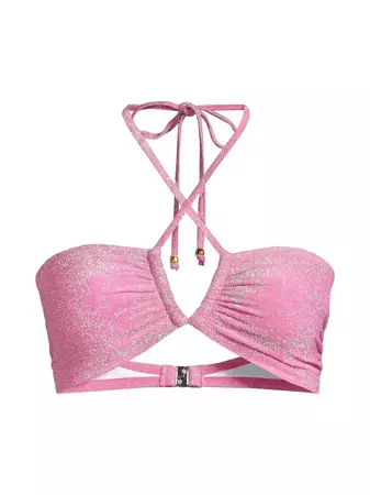 Shop Milly Shimmer Halter Bikini Top | Saks Fifth Avenue