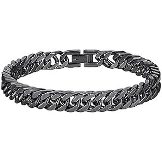 Amazon.com: Black Stainless Steel Bracelet Mens Bracelet Chunky Thick Curb Link Chain Bangle 19CM Black: Clothing, Shoes & Jewelry