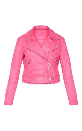 Pink Faux Seude Biker Jacket | PrettyLittleThing